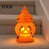 Castle Shape Halloween Light Pumpkin Lantern, Handheld Glowing Jack O Lantern Party Table Centerpiece for Kids, Spooky Decoration Prop, Night