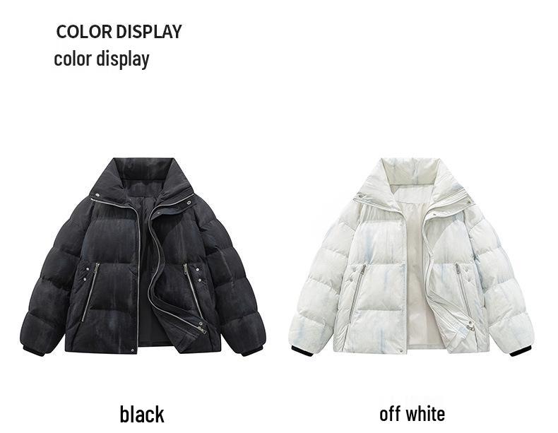 Unisex Tie-dye Stand Collar Puffer Jacket, Thickened and Large Size