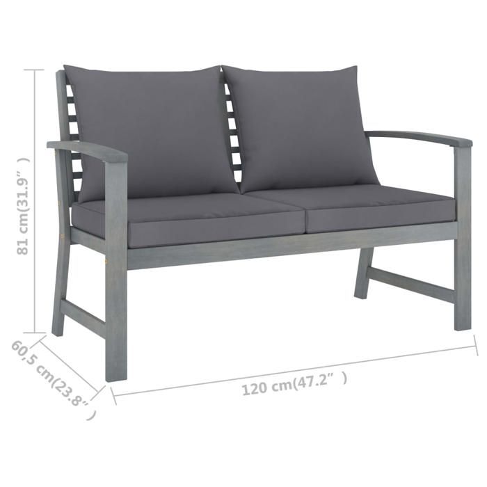 VidaXL Salon de Jardin 4 pcs avec Coussins Mobilier de Patio Meubles de Terrasse Mobilier de Jardin Meubles d'Extérieur Bois 311825