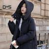 Winter Down Coat Neck Protection Stand Collar Padded Hooded with Pockets Zip-up Parka Windproof Heat Retention Daily Cold Weather Outwear Cotton