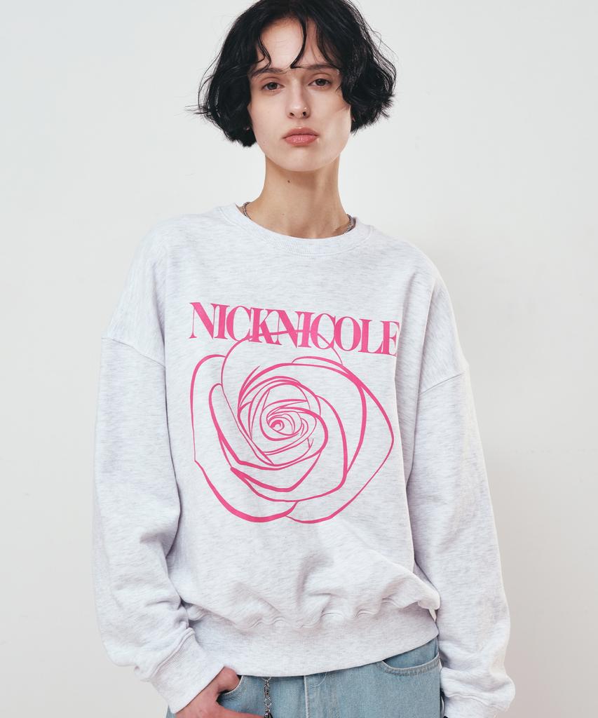 Nigaennikol Nicole Rose Printing Sweatshirt_Melange Pink