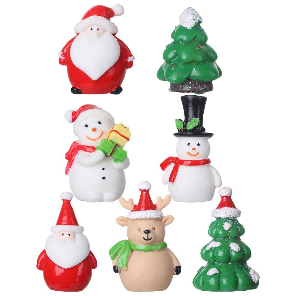 Dollhouse Deer Fairy Garden Santa Claus Figurines Xmas Tree Miniature Snowman Christmas Accessory