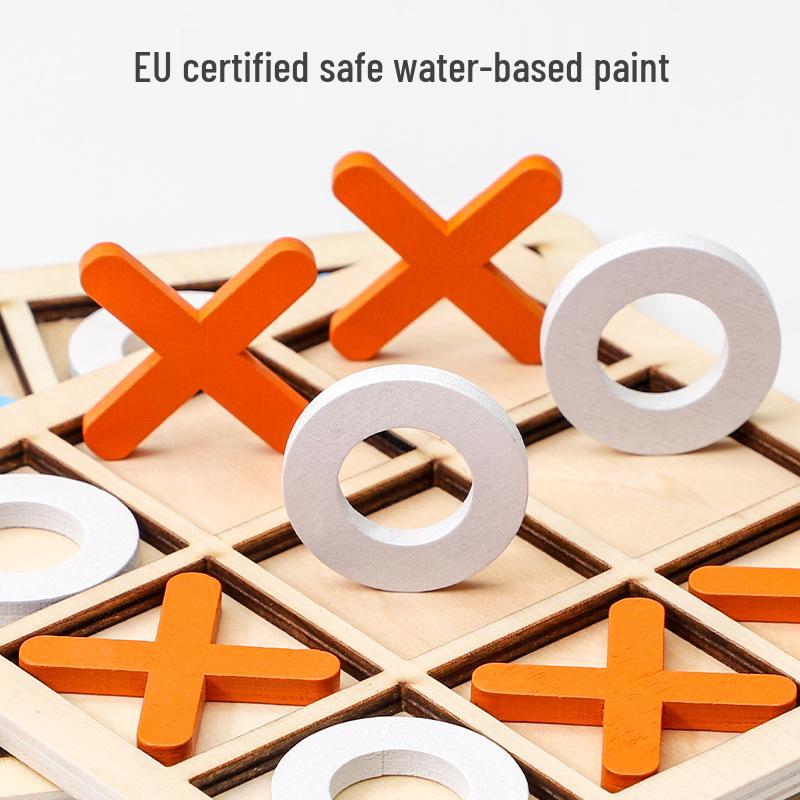 Wooden Tic-Tac-Toe Board Game: Educational Toy for Kids' Logical Thinking