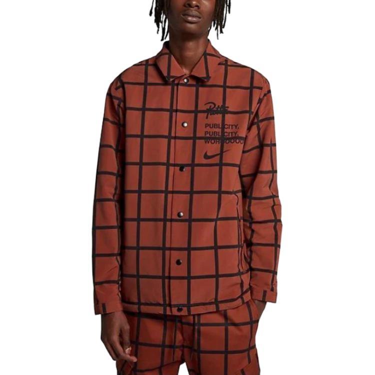 Nike x Patta Coach Jacket Mars Stone Black Men s AH6488-689 L