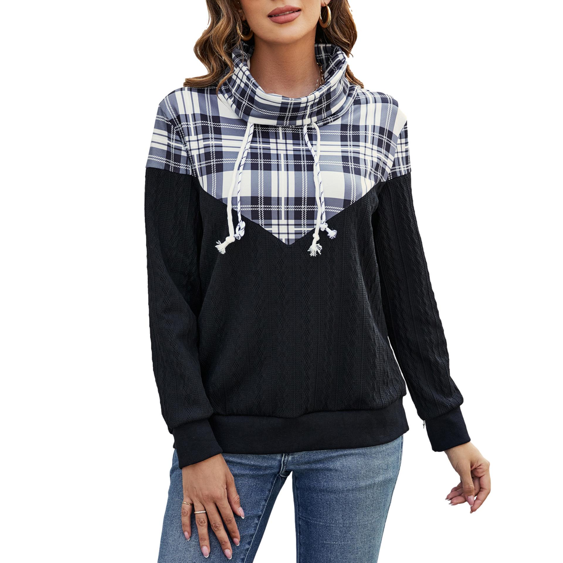 GMXIA Женский свитер осень-зима, вязаный пуловер с капюшоном на шнурке S чёрный