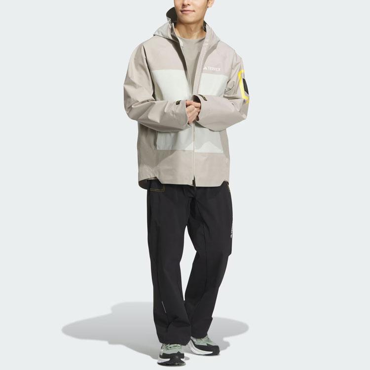 Adidas X National Geographic Color Block Double Layer Waterproof Outdoor Jacket Men Jacket Light-Brown IS9522
