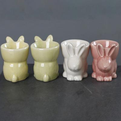 Yousheng Ceramic Rabbit Egg Cup Bunny Egg Holder Breakfast Table Decor Egg Stand for Soft Boiled Egg Kitchen Utensils Easter Decoration