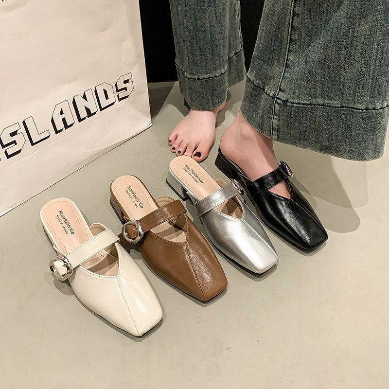 French Shoes Mary Jane Flip-flops with A Toe Cap Are Elegant and Cool for Spring and Summer