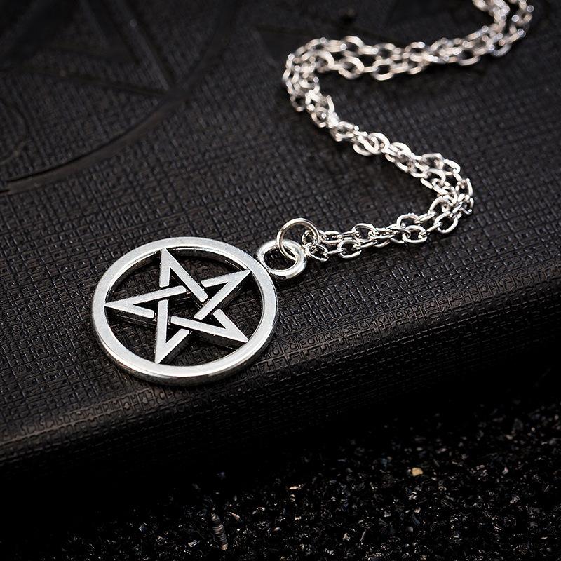 Collar Pentagrama Moda Hombre Mujer Retro Vintage Lucifer Satanás Signo Joyería Accesorios