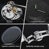 Herren Automatische Mechanische Uhr Weiß Perlmutt Zifferblatt Diamant Römische Ziffern Kalender Datum Edelstahl Armbanduhr