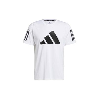 Gestreiftes Logo-Print Lässiges Rundhals-T-Shirt Herren Tops Weiß GL8919