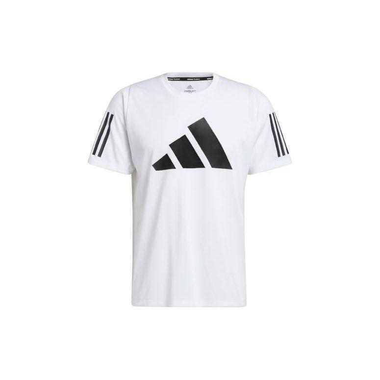 

Adidas Striped Logo Print Casual Crew Neck T-Shirt Men Tops White GL8919 S
