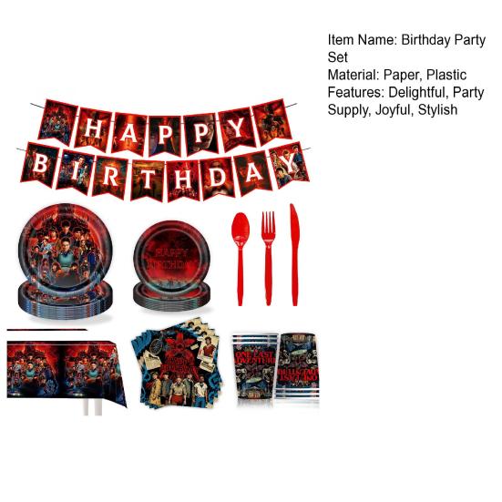Happy Birthday Decorations Set Includes Disposable Paper Plates Napkins Cups Tablecloth Banner Anime Themed Party Supplies