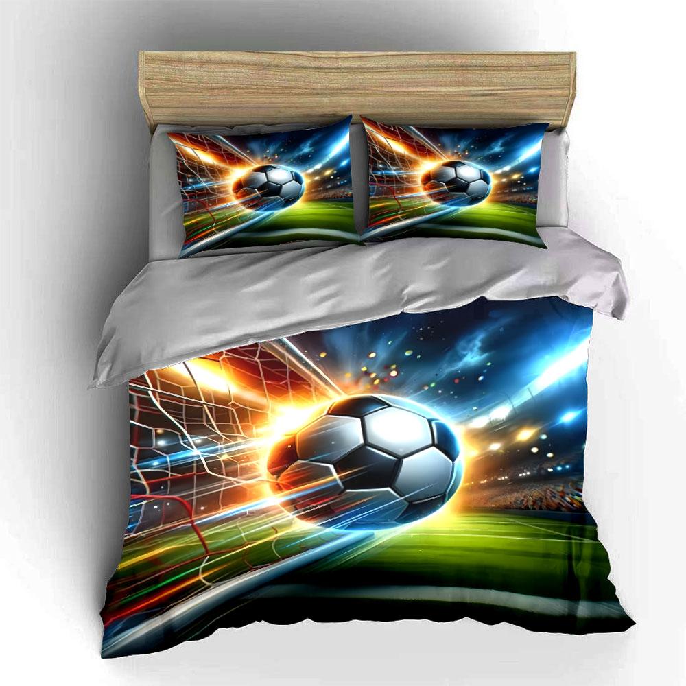 Soccer ball with net. Bedding sets Duvet cover sets Duvet covers Pillowcases(1*Duvet Cover 2*Pillowcases without duvet insert)