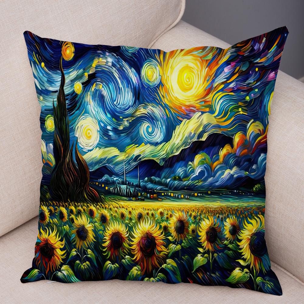New York Paris London Rome Cushion Cover Decor Starry Sky Art Double Print Pillow Case Soft Plush Pillowcase for Sofa Home Car