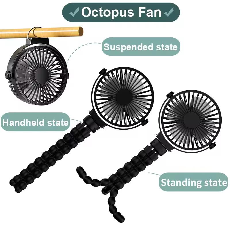 Portable Fan USB Rechargeable Mini Folding Telescopic Floor Low Noise Electric Fan For Household Bedroom Office