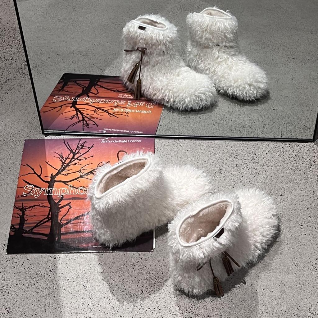 Women's Large Size Soft Sole Winter Warm Fur One Snow Boots Padded Lined Ankle Boots Anti-slip Hiking Casual Sports Cotton Boots Plush Cotton Shoes