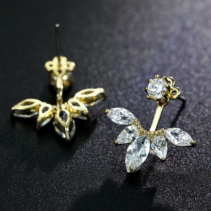 30 %Silver Plated Elegant Sweet Flower Shiny Cz Zircon Ladies Stud Earrings For Women Best Birthday Gifts Anti Allergy