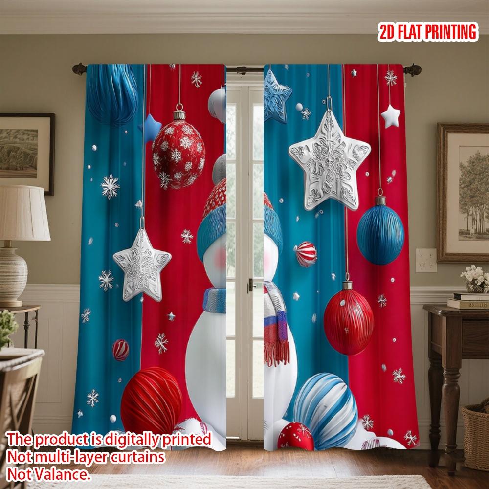 

Набор из 2 плотных печатных оконных штор Рождественская любимая Снеговик Цифровая печать Полиэстеровые шторы Для использования на вечеринке по случаю дня рождения Занавеска для гостиной W100*H70(CM)-Rod Pocket&1PCS