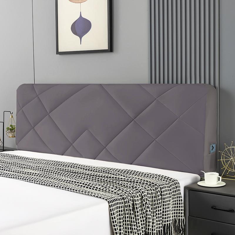 All-inclusive Plush Quilted Headboard Cover Thick Velvet Bed Head Cover Bed Backrest Dustproof Soft Bedside Protector Cover