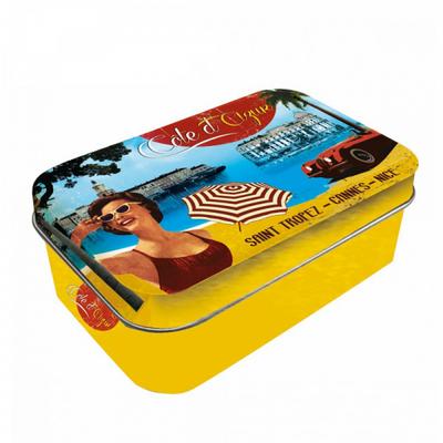 [R1747] - Multicolored 'Côte d'Azur' Metal Box - 10x6. 5x2. 5 Cm