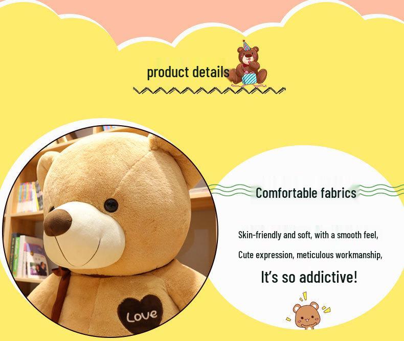 Teddybär Plüschtier - Große Stoff-Panda-Puppe, Umarmbares Geschenk für Freundin oder Kinder, Perfekt für Geburtstage