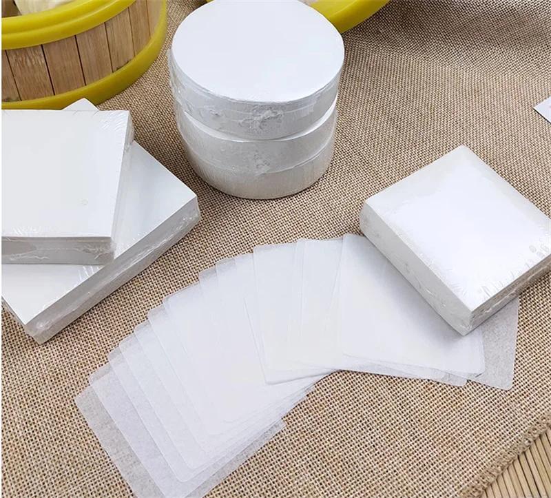 500 buc suqare rotund alb chifle de bambus pentru aburi Căptușeală din hârtie Covoraș antiaderent pentru cuptor Hârtie pentru grătar pentru grătar Hârtie de copt pentru hamburger