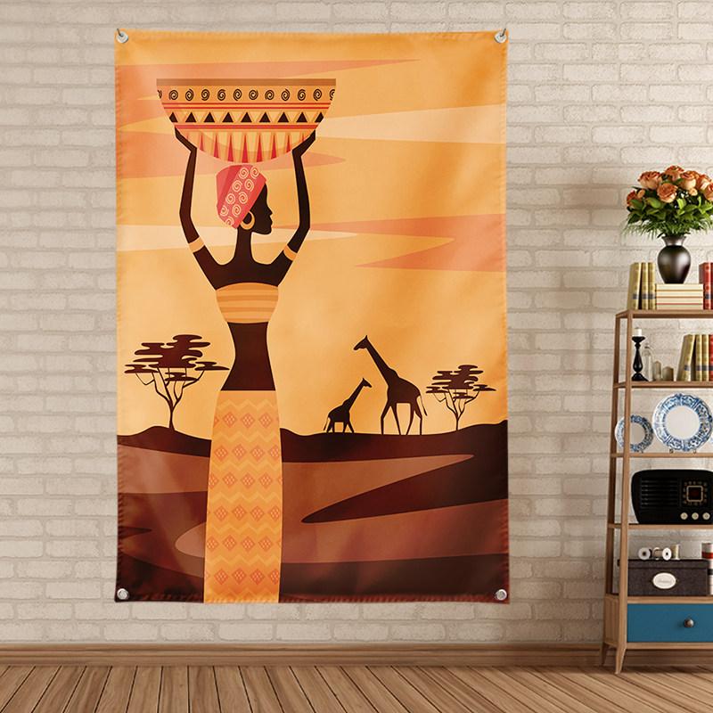 African Drum Music Tapestry Ethnic Style Percussion Instrument Home Decorative Wall Hanging for Bedroom  Living Room