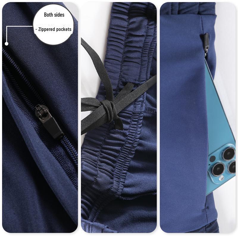 Quick-Dry Elastic Slim-Fit Knitted Sports Trousers for Running - Breathable, Warm, Brushed Milk Silk for Spring and Autumn