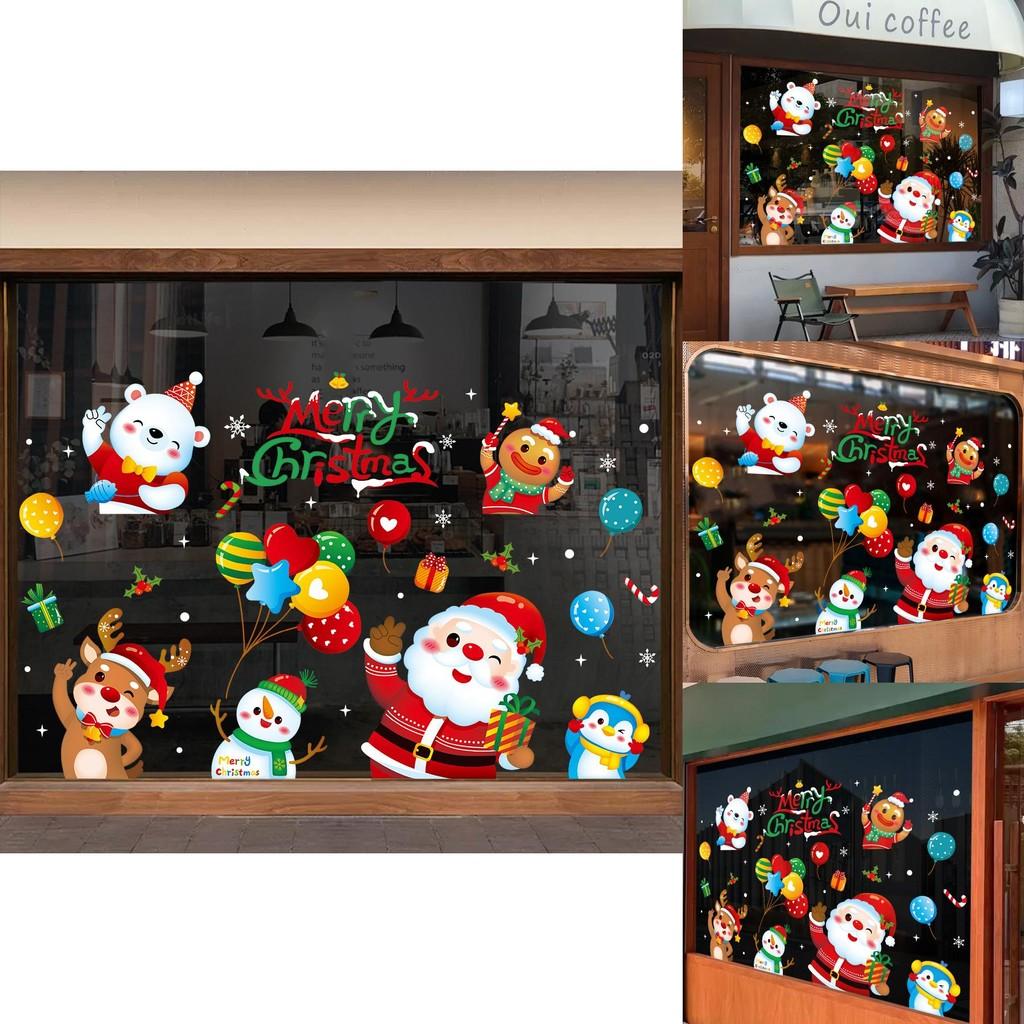 Christmas Static Electricity Stickers With Santa Claus Reindeer Snowman Design For Doors And Windows