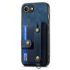 For iPhone 16e Retro PU Leather Back Cover with Card Holder and Wristband Kickstand