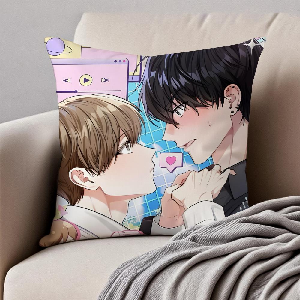 VVirtual Strangers Aesthetic Decor Cushion Cover Pillowcase Antidustmite Invisible Zipper Short Plush Sofa Cushion