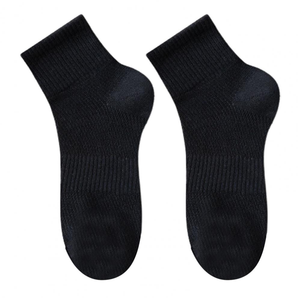 1 Pair Men Cotton Socks Mid-tube No Odor Thin Mesh Solid Color High Elasticity Anti-slip Sweat-absorption Anti-shrink Sports Fou