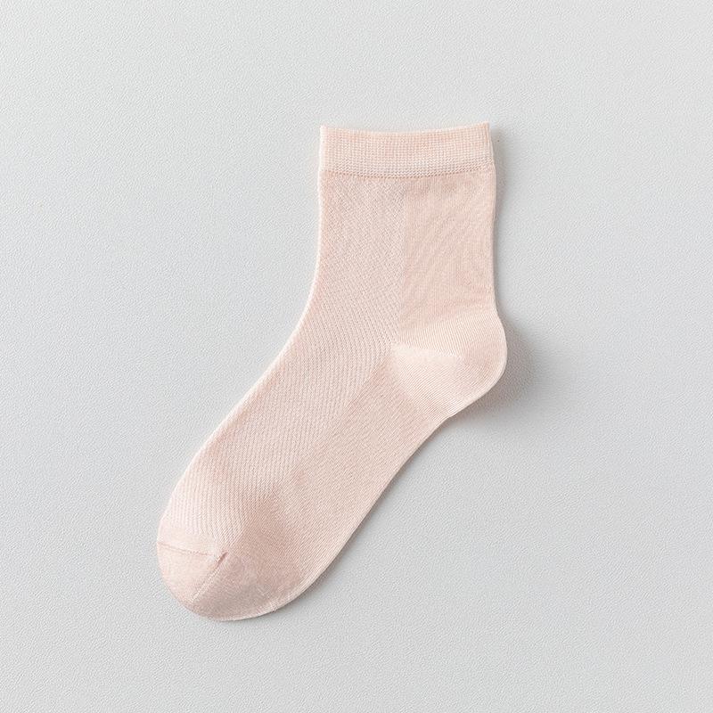 Female Spring and Summer Thin Leisure Pure Color All Build Sweat Absorption Breathable Mesh Moon Boneless Tube Socks