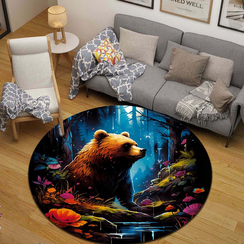 Moon and Stars Round Area Rug, Calm Night
