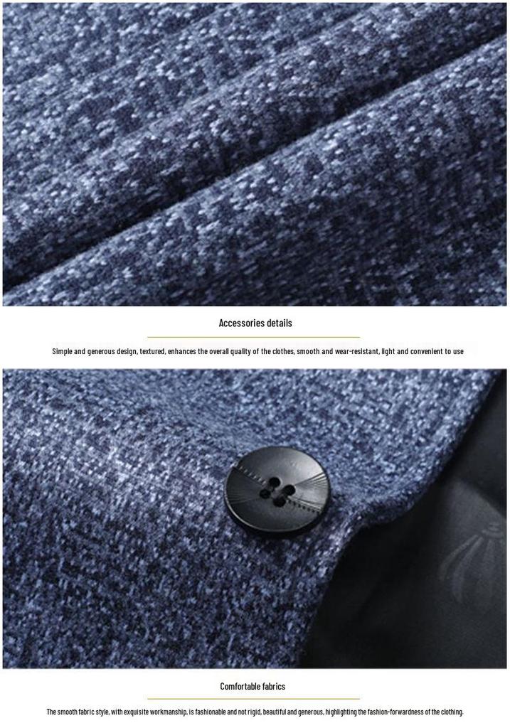 Men's Spring 2024 Wool Stand Collar Jacket - Fashionable Casual Business Coat