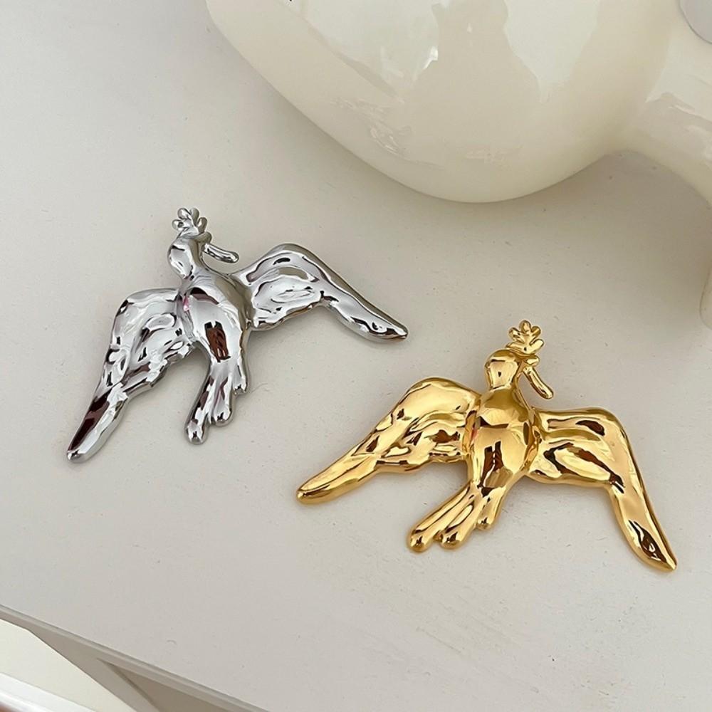 Copper Peace Dove Pin Olive Branch Birds Badge Exquisite Swallow Brooch Suit Accessory