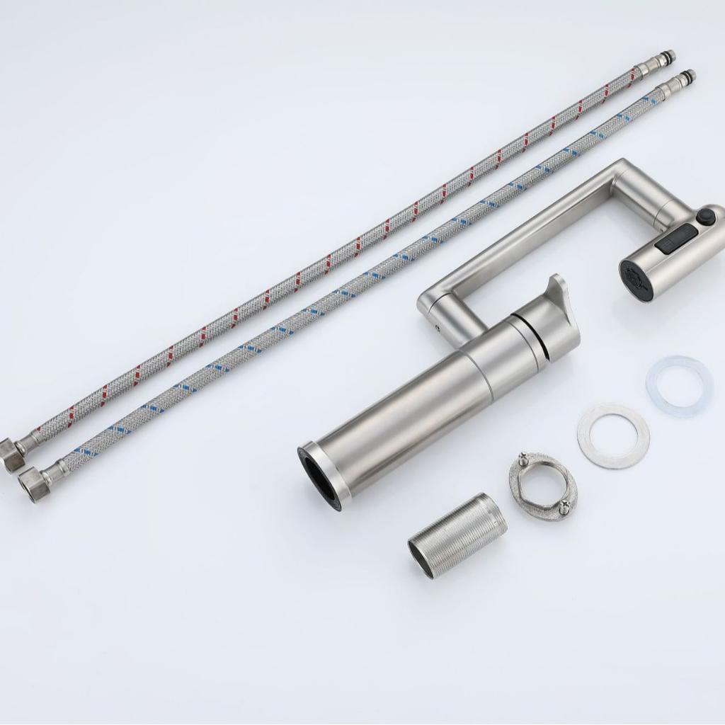 304 Stainless Steel Single Hole Hot And Cold Mixer Bathroom Basin Faucet Brushed Deck Mounted Washbasin Crane For Bathroom