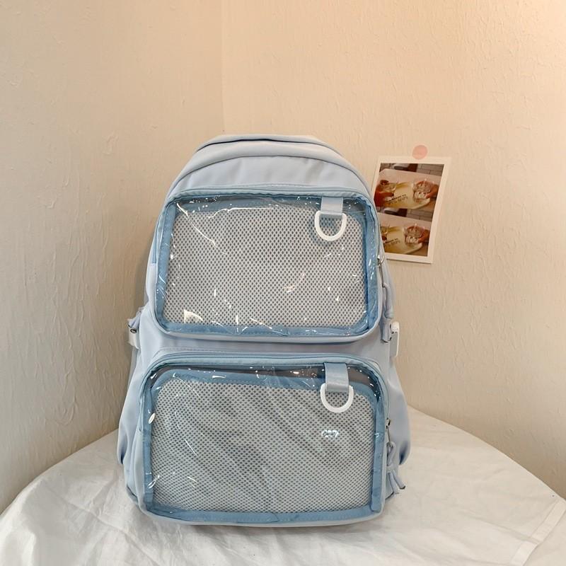 

Nylon School Backpack With Design For Middle School Students And 14in Laptop синій