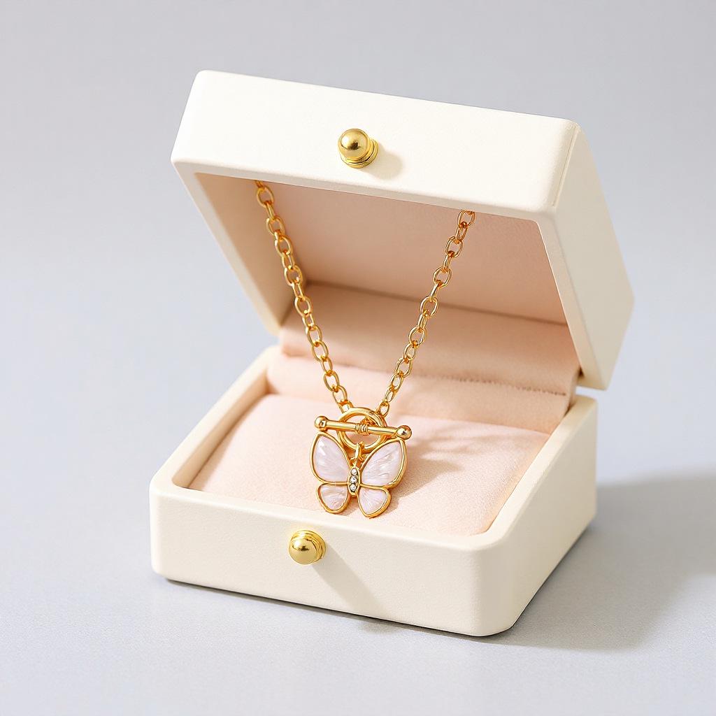 Elegante Schmetterlingsschale Inlaid Kette Halskette mit OT-Verschluss - Luxuriöses High-End Choker Halsband