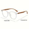 1pc Blue Light Blocking Glasses Retro Wood Grain Round Square Frame for Eye Protection