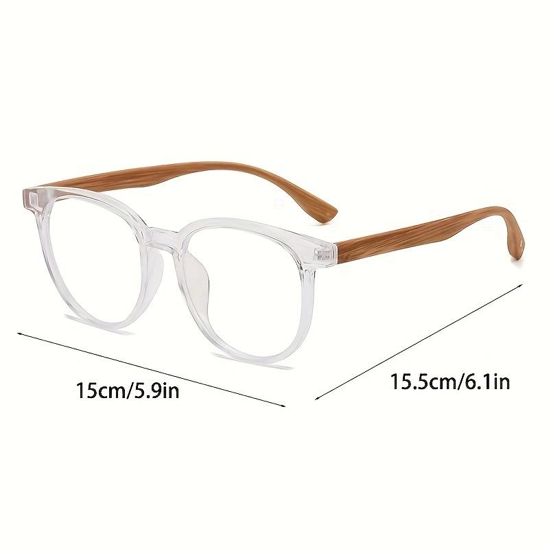 1pc Blue Light Blocking Glasses Retro Wood Grain Round Square Frame for Eye Protection