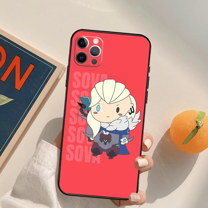 Cute Cartoon Chibi Valorant Funda Case For iPhone 16 Pro Max 15 14 11 12 13 Pro Max Mini XR 16e 16 15 Plus Phone Cover