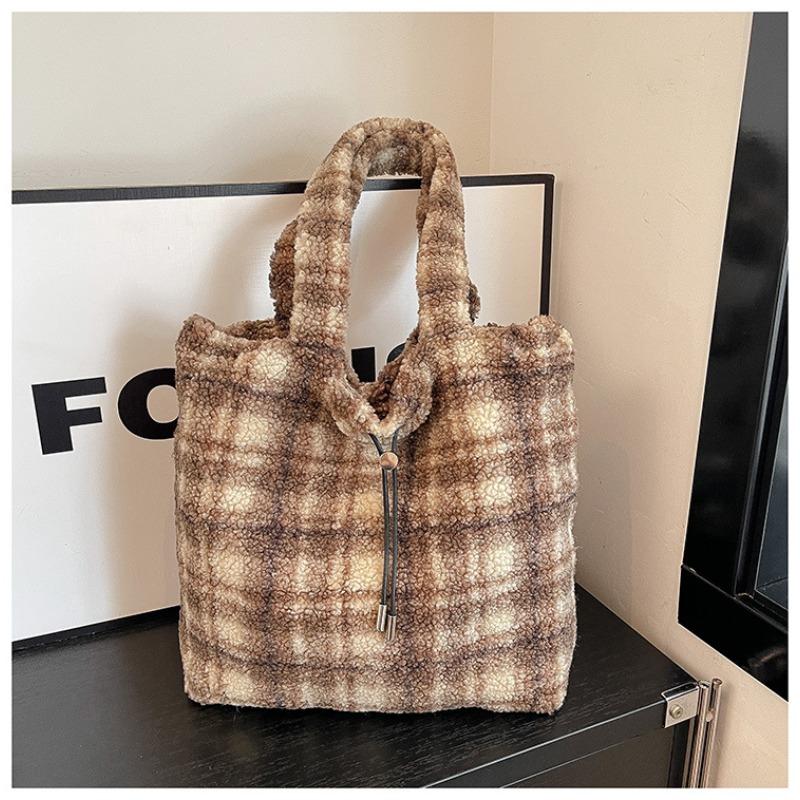 Plush Bag Female Answering Fluent New Autumn and Winter Versatile Plush Shoulder Bag Commuter Tote Bag