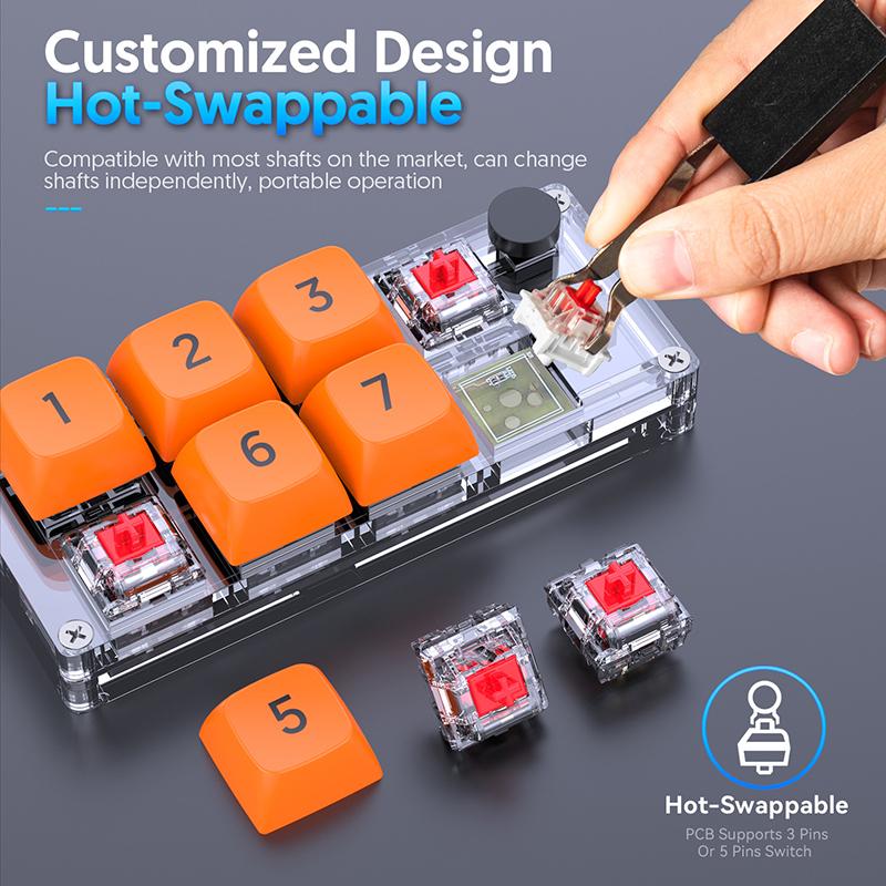 8 Key Shortcut Macro Programmable Fully Hot Swappable Mechanical Switch Gaming Mini Keyboard One-Piece Computer Accessories