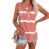 Urban Style T Shirt With Striped Print And Button Back For Casual Wear