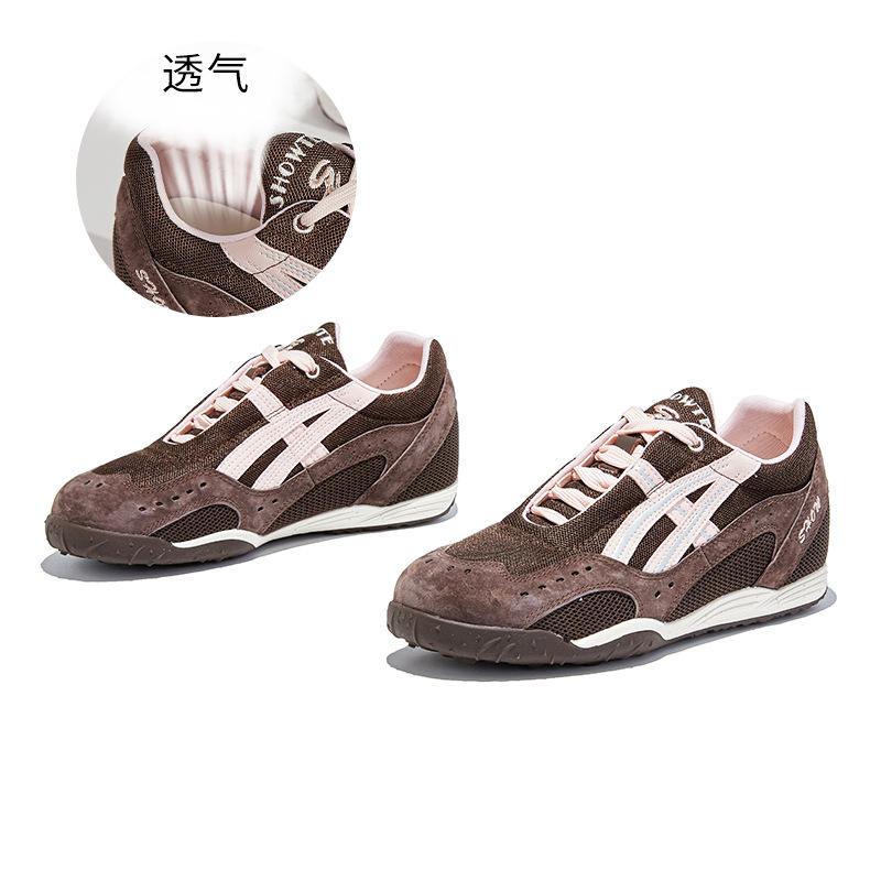 

Inner height increase 3.5cm leather Forrest Gump shoes retro German training shoes sports women s shoes autumn 2025 new waffles 40 кофейный