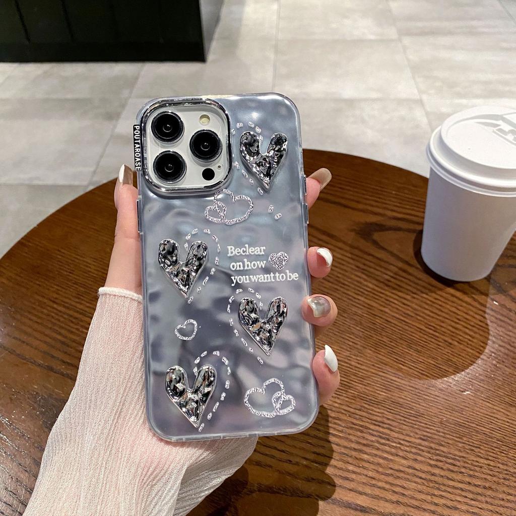 Apple 13pro Water Ripples 14 Three-dimensional Love 12 High End IPhone 15 Mobile Phone Case