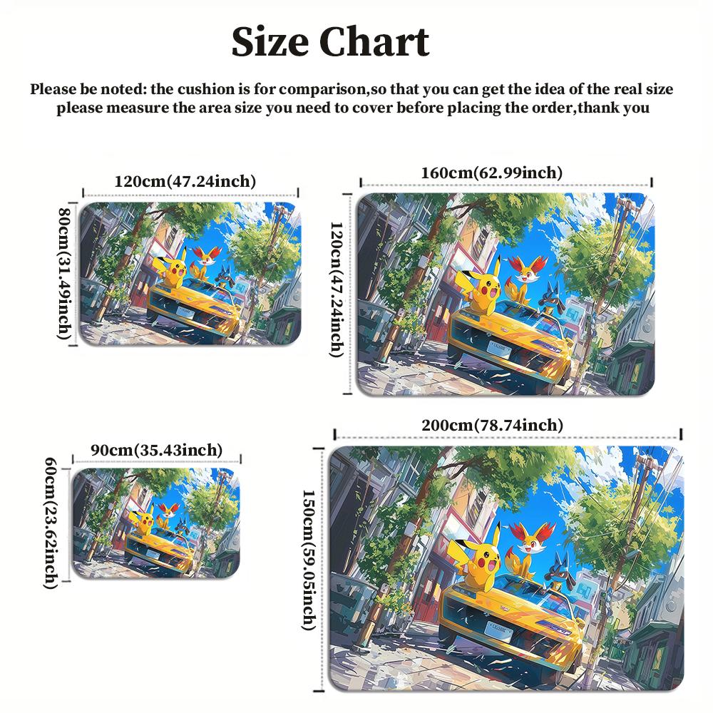 Anime Style City Car & Cute Creatures Area Rug Non Slip Soft Floor Mat For  Living Room Entryway Bathroom Decor Washable Doormat