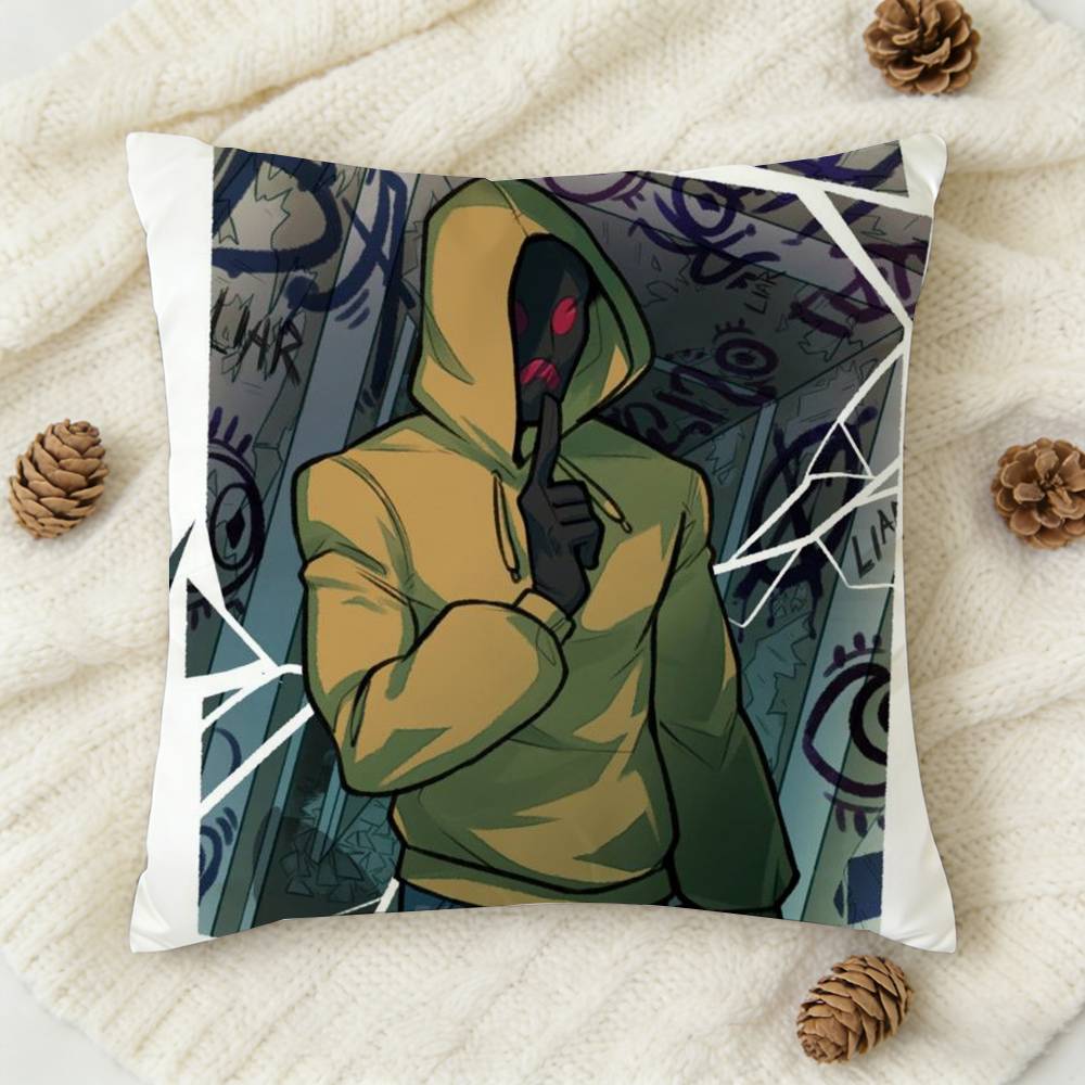 Horror Short Film Mmarble Hhornets Doublesided Printed Square Decorative Cushion Cover for Sofa Living Room Home Decor
